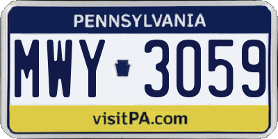 PA license plate MWY3059