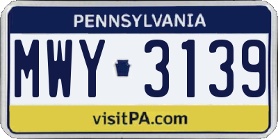 PA license plate MWY3139