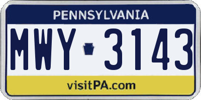 PA license plate MWY3143