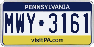 PA license plate MWY3161