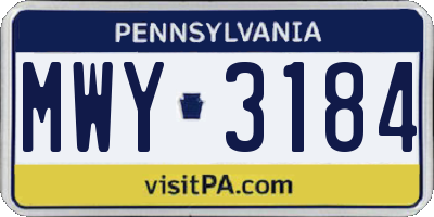 PA license plate MWY3184