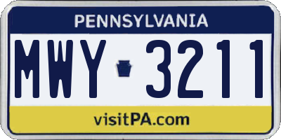 PA license plate MWY3211