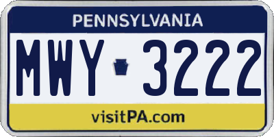 PA license plate MWY3222
