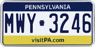 PA license plate MWY3246