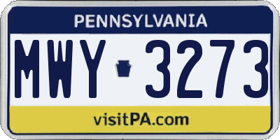 PA license plate MWY3273