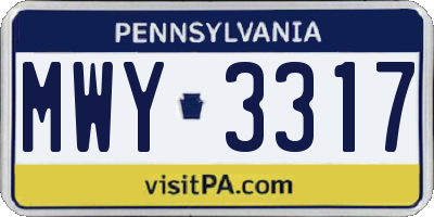 PA license plate MWY3317