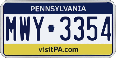 PA license plate MWY3354