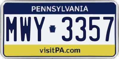 PA license plate MWY3357