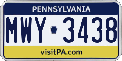PA license plate MWY3438
