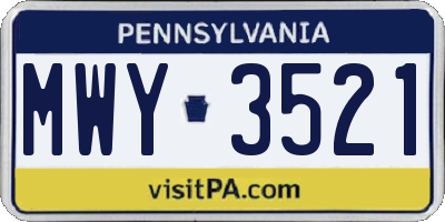 PA license plate MWY3521