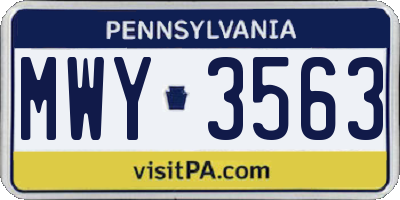 PA license plate MWY3563