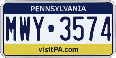 PA license plate MWY3574