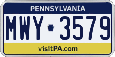 PA license plate MWY3579