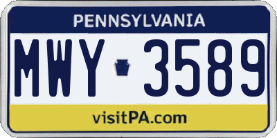 PA license plate MWY3589