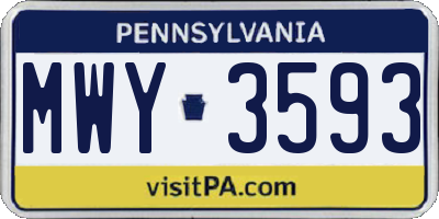 PA license plate MWY3593