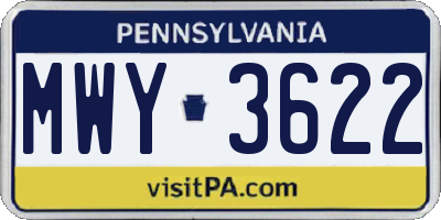 PA license plate MWY3622