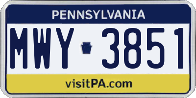 PA license plate MWY3851