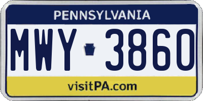 PA license plate MWY3860