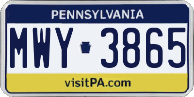 PA license plate MWY3865