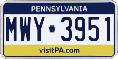 PA license plate MWY3951