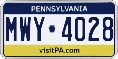 PA license plate MWY4028