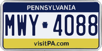 PA license plate MWY4088