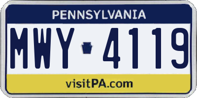 PA license plate MWY4119