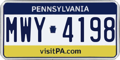 PA license plate MWY4198