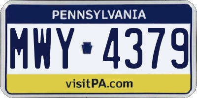 PA license plate MWY4379