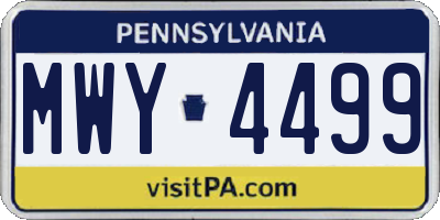 PA license plate MWY4499