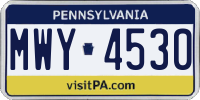 PA license plate MWY4530