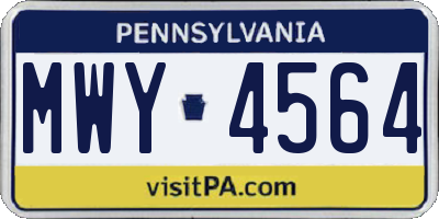 PA license plate MWY4564