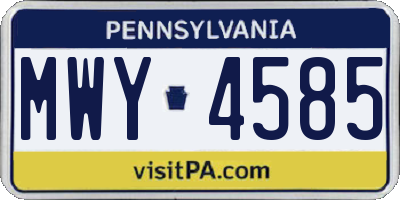 PA license plate MWY4585