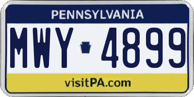 PA license plate MWY4899