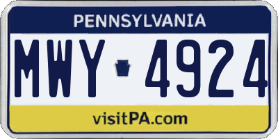 PA license plate MWY4924