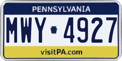 PA license plate MWY4927