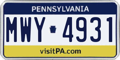PA license plate MWY4931