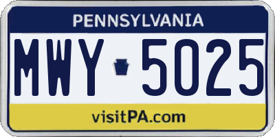 PA license plate MWY5025