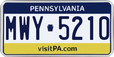 PA license plate MWY5210