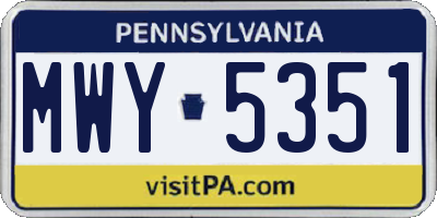 PA license plate MWY5351