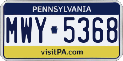 PA license plate MWY5368