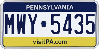 PA license plate MWY5435