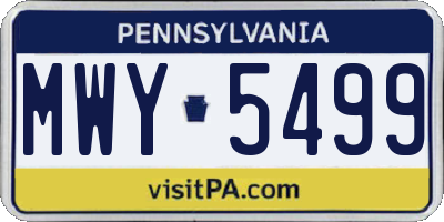 PA license plate MWY5499
