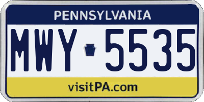 PA license plate MWY5535