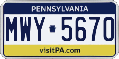 PA license plate MWY5670