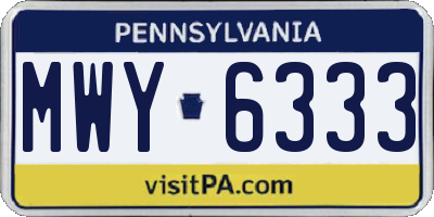 PA license plate MWY6333