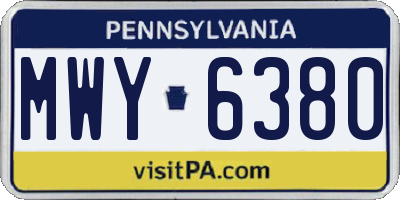 PA license plate MWY6380