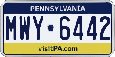 PA license plate MWY6442