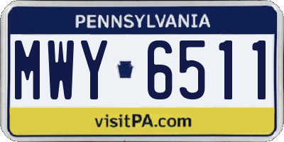PA license plate MWY6511