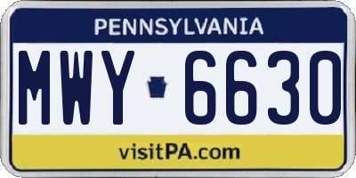 PA license plate MWY6630